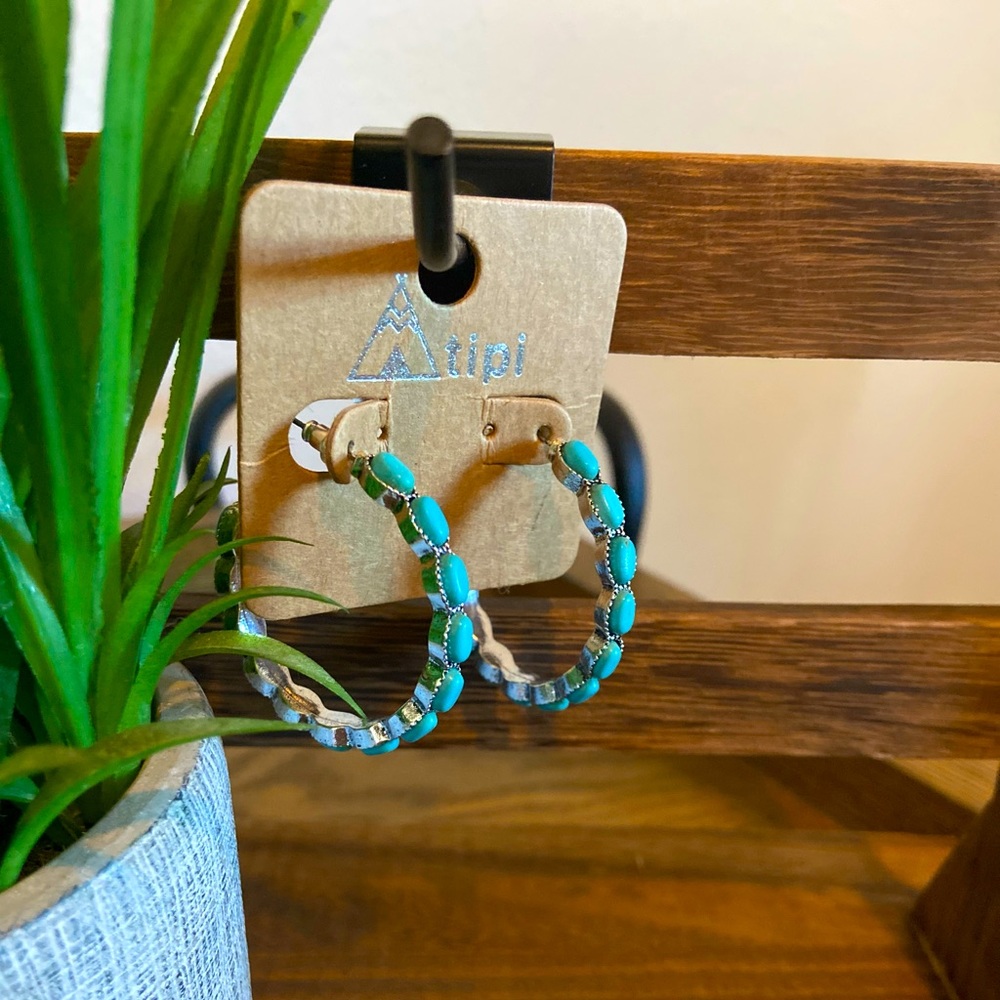 Turquoise earring hoops